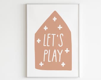 Let's Play Scandinavian Kids Printable Wall Art,Gender Neutral Kids Poster,Boho Wall Art,Kids Room Print,Baby Print,Kids Wall Art,Boys Room