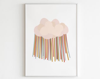 Boho Cloud with Tassels Printable Wall Art,Gender Neutral Kids Poster,Boho Wall Art,Kids Room Print,Baby Room Print,Kids Wall Art,Boys Room