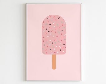 Nursery Ice Cream Printable,Ice Cream Sprinkles Wall Art,Kids Room Poster,Pink Ice Cream Art,Baby Room Print,Wall Art Children,Gift Girls