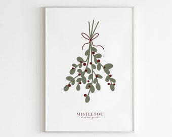 Mistletoe Printable Wall Art, Christmas Print, Mistletoe Kiss Me Quick Poster, Christmas Gallery Wall Art, Festive Wall Art,Holiday Wall Art