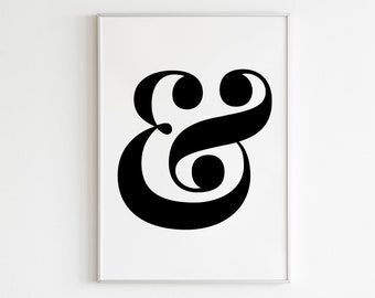 Ampersand & und druckbare Wandkunst, druckbares Ampersand, skandinavisches Poster, Inneneinrichtung, skandinavische Kunst, Geburtstagsposter, Affiche Scandinave