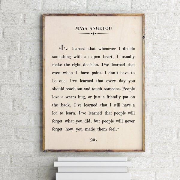 Maya Angelou Quote Wall Art, Book Quote Wall Art, Book Page Wall Art, Vintage Book Page, Author Quotes,Maya Angelou Quote Print,Custom Print