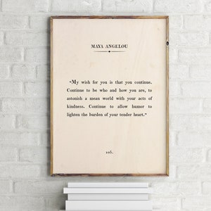 Maya Angelou Printable Quote, Book Passage Wall Art, Vintage Book Page, Printable Poster, Novel Quote Art, Inspirational Motivational Print