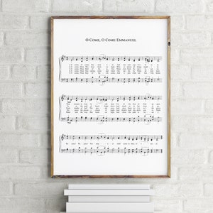 O Come Emmanuel, Muziek Blad Wall Art, Christmas Song Afdrukbaar Teken, Christmas Wall Art, Christmas Carol Bladmuziek, Kerk Hymne Music Sheet