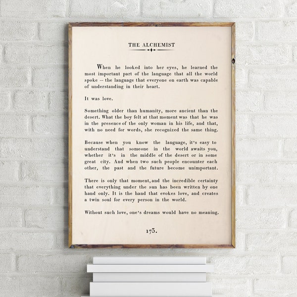 The Alchemist Printable Quote, Book Quote Wall Art, Paulo Coelho Quote, The Alchemist Paulo Coelho Print,Book Page Print,The Alchemist Quote