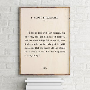 F Scott Fitzgerald cita imprimible, las cartas de amor de F. Scott & Zelda Fitzgerald, impresión de página de libro personalizado, arte de la cita de la novela, regalo de Navidad