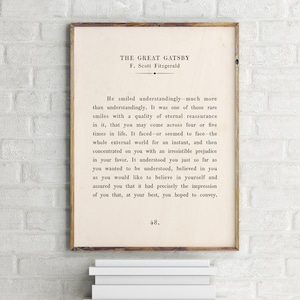 The Great Gatsby Printable Quote,F Scott Fitzgerald Quote,Custom Text Print,Inspirational Motivational Print,Book Page Print,Quote Wall Art
