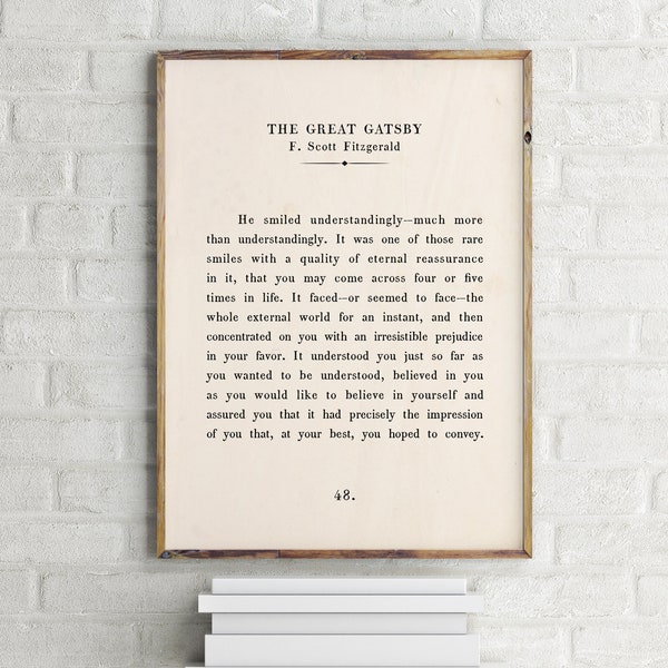 The Great Gatsby Printable Quote,F Scott Fitzgerald Quote,Custom Text Print,Inspirational Motivational Print,Book Page Print,Quote Wall Art