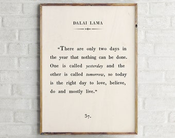 Dalai Lama Quote Print, Custom Text Print, Inspirational Motivational Print, Classic Book Page Print,Vintage Book Page Printable Poster