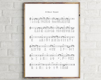 O Holy Night Music Sheet Wall Art, Christmas Song Printable Sign, Christmas Wall Art, Christmas Carol Sheet Music, Church Hymn Sheet Music