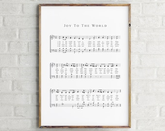 Joy to the World,Music Sheet Wall Art,Christmas Song Printable Sign,Christmas Wall Art,Christmas Carol Sheet Music,Church Hymn Music Sheet