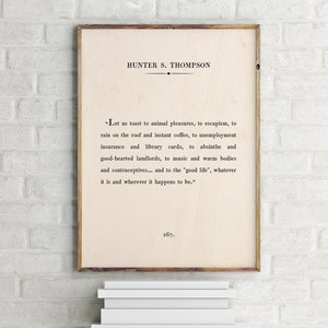 Hunter S Thompson Printable Wall Art,Book Page Wall Art,Book Passage Wall Art,Inspirational Motivational Print,Book Page Print,Quote Print