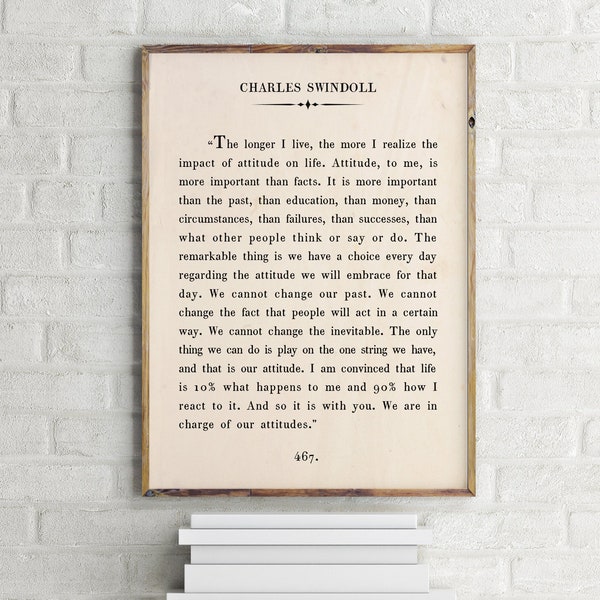 Charles Swindoll Printable Quote ,Custom Text Print, Motivational Print, Vintage Book, Custom Book Page Print,Novel Quote Art,Christmas Gift