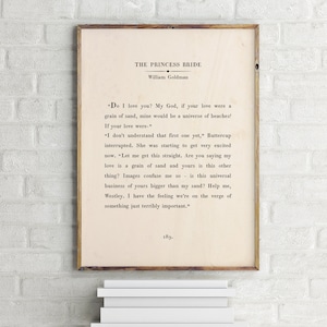 Die Prinzessin Braut zum Ausdrucken, Zitat von William Goldman, Buchseiten-Wandkunst, Buchpassage-Wandkunst, inspirierender Motivationsdruck, Buchseitendruck
