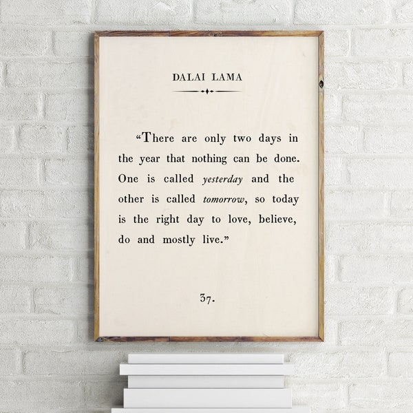 Dalai Lama Quote Print, Custom Text Print, Inspirational Motivational Print, Classic Book Page Print,Vintage Book Page Printable Poster