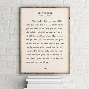 St. Therese Zitat Druck, Buch Zitat Wandkunst, Vintage Drucke Wandkunst, Buchseite Druck, Inspirierendes Poster, Vintage Buchseite, druckbares Zeichen