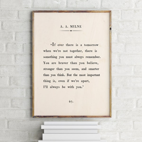 Winnie the Pooh Printable Wall Art, Book Quote Print, Winnie the Pooh Quote Print, AA Milne Quote, Book Page Print, Vintage Winnie the Pooh