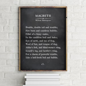 Halloween Printable Wall Art, Macbeth, William Shakespeare Quote, Chalkboard Wall Art,Halloween Book Page,Halloween Party Sign,Enchantment