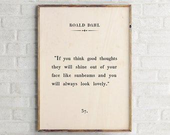 Roald Dahl Quote Print, Book Quote Wall Art, Inspirational Motivational Print,Book Page Print,Vintage Prints Wall Art,Printable Retro Poster