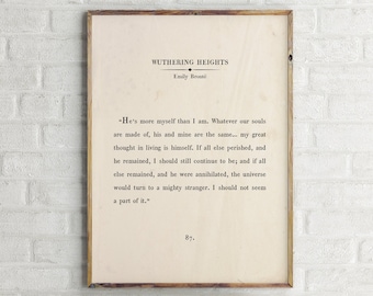 Wuthering Heights, Book Page, Printable Wall Art,Emily Bronte Quote,Motivational Quote,Book Page,Book Passage,Book Page Print,Old Book Print