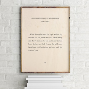 Alice&#39;s Adventures in Wonderland Book Passage 2,Lewis Carroll Quote,Cheshire Cat Quote,Mad Hatter Print,Printable Poster,Old Book Page Print