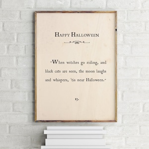 Happy Halloween Printable,Book Page Print,Halloween Poster,Halloween Decor,Antique Book Page,Halloween Party Sign,When Witches Go Riding