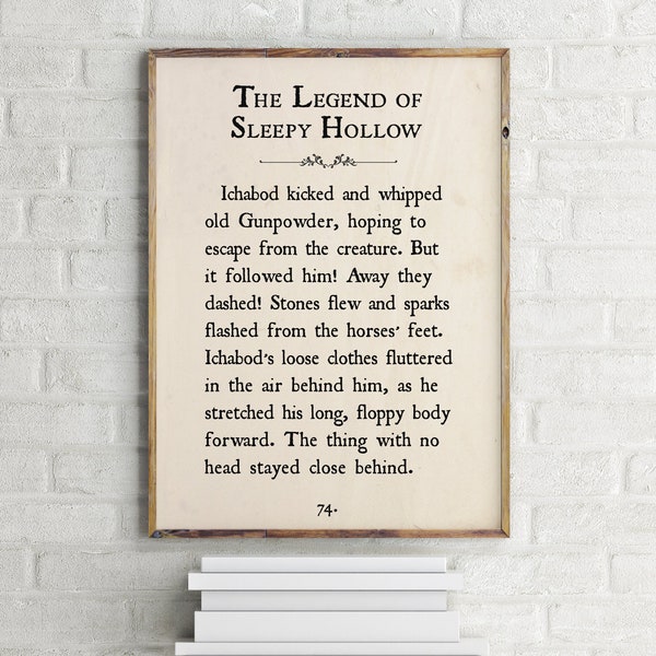The Legend of Sleepy Hollow Printable Halloween Poster, Halloween Decor, Halloween Canvas, Vintage Book Page Print, Halloween Party Sign