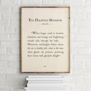 Haunted Mansion Book Page Poster: Vintage Halloween Printable Wall Art, Antique Party Sign Decoration