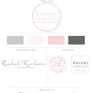 Branding Package - Geometric Photography Logo Square Circle Signature Logo - Makeup Artist Logo Event Planner Fashion Boutique Business Logo