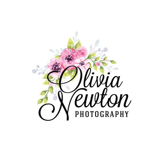 Pre Made Logo Watercolor Peony Wreath Logo Hair Salon Logo Etsy