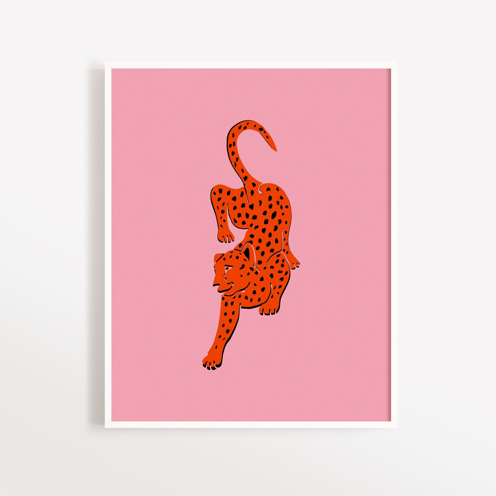 Feline Pink Wall Art Leopard Wall Art Cheetah Printtiger Etsy