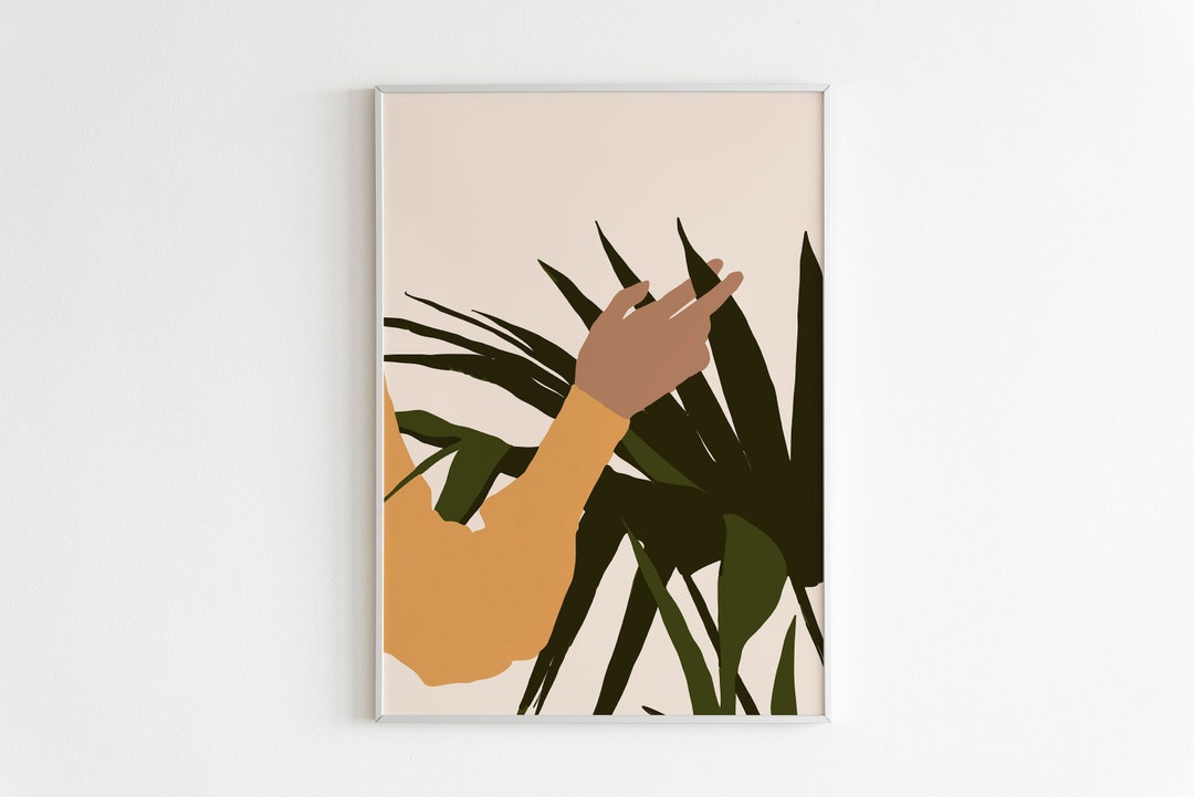 Abstract Palm Leaf Print, Palm Leaf Wall Art, Abstract Wall Art, Mid