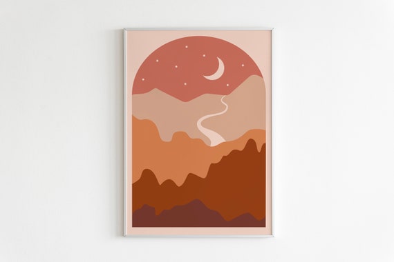 Abstract Landscape Print, Burnt Orange Wall Art,Terracotta Print,Abstract Wall Art,Printable Poster,Boho Print,Eclectic Prints,Gallery Wall