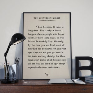 The Velveteen Rabbit Quote Print,Custom Text Print,Inspirational Motivational Print,Book PageWall Art,Vintage Book Page,Printable Poster image 5