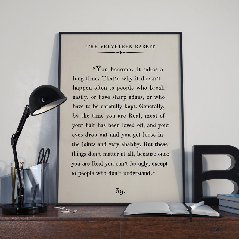The Velveteen Rabbit Quote Print,Custom Text Print,Inspirational Motivational Print,Book PageWall Art,Vintage Book Page,Printable Poster image 5