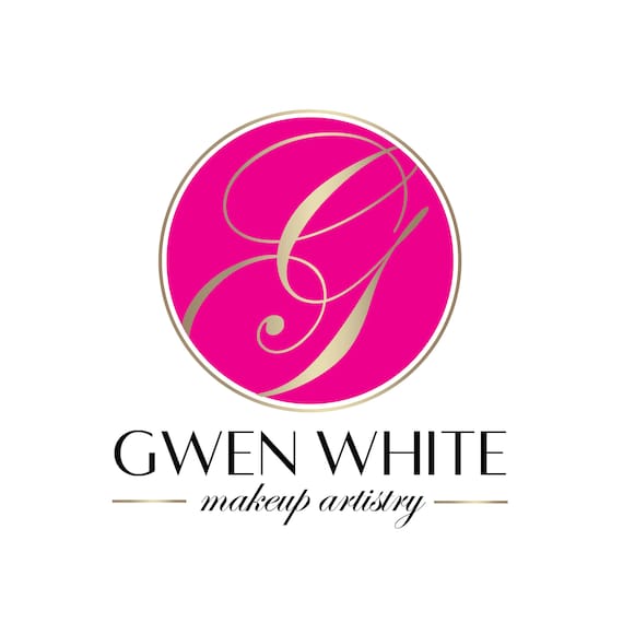 Premade Logo Hot Pink Gold Circle Logo Script Logo Makeup Etsy