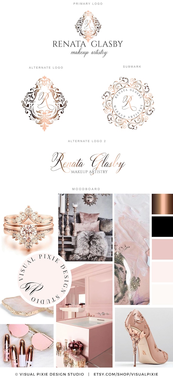 Branding Package Rose Gold Decorative Luxury Logo Design Etsy