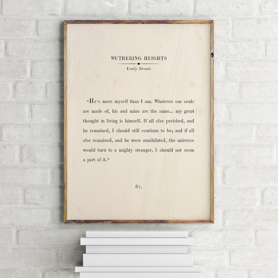 Wuthering Heights, Book Page, Printable Wall Art,Emily Bronte Quote,Motivational Quote,Book Page,Book Passage,Book Page Print,Old Book Print
