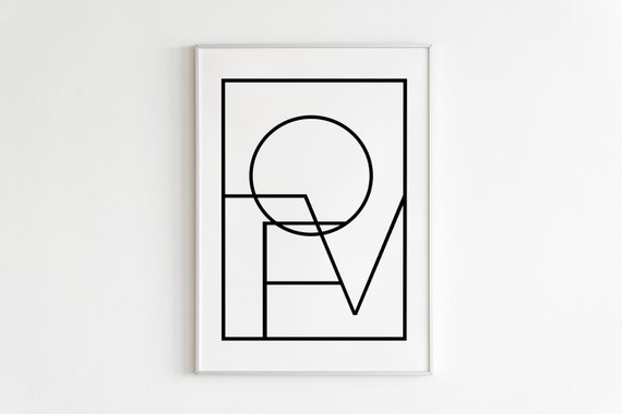 LOVE Abstract Geometric Printable Wall Art - Love Print - Affiche Scandinave - Love Wall Art - Typography Poster - Scandinavian Art Print