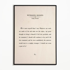Svindlande höjder, boksida, utskrivbar väggkonst, Emily Brontë citat, motiverande citat, boksida, bokpassage, boksidatryck, gammal boktryck bild 5