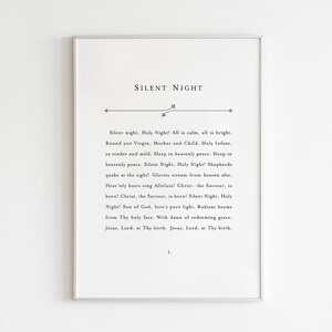 Silent Night Printable Wall Art,christmas Song Lyrics Print,christian ...