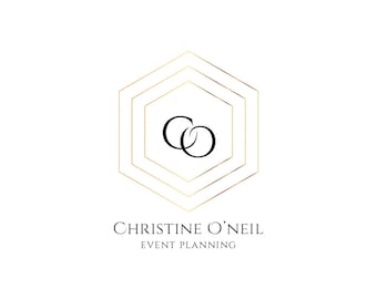 Premade Logo Design - Geometric Gold Logo - Initials Logo - Photograhy Logo Watermark - Business Logo Gold Custom logo Event Planning Logo