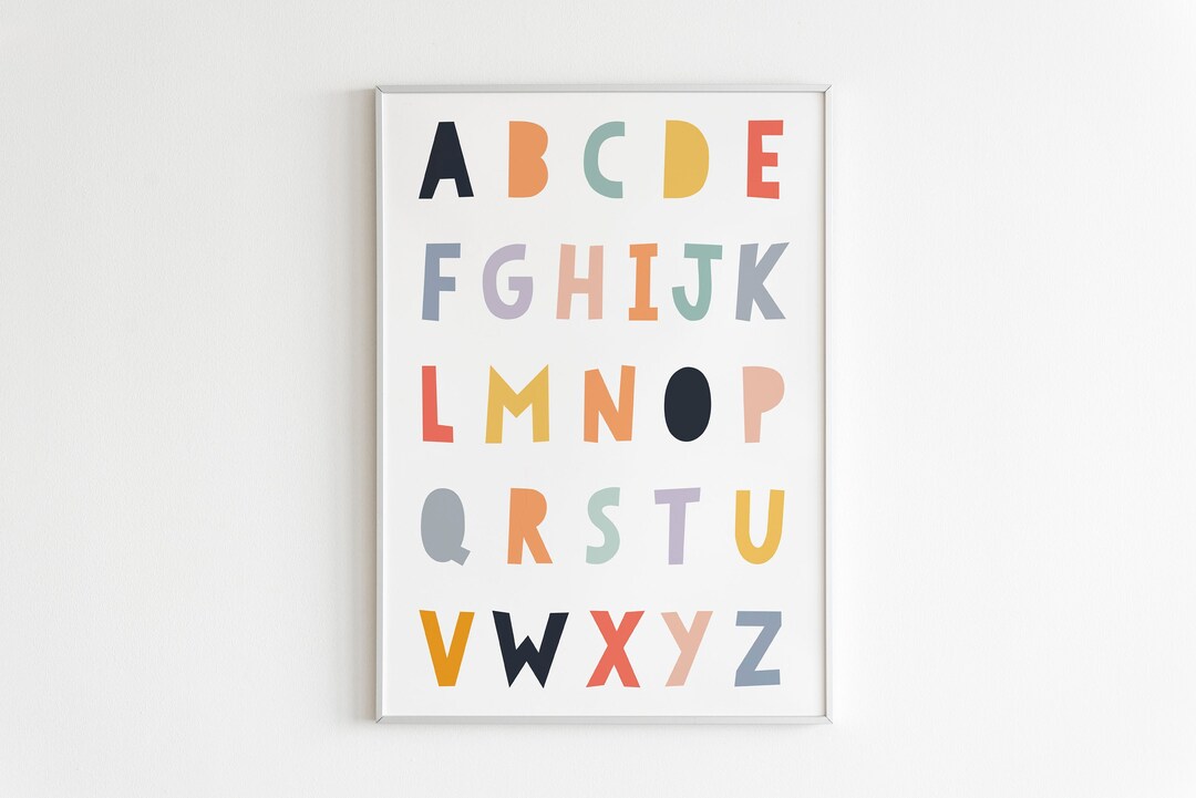 Educational Wall Art,printable Letters Poster,boho Alphabet Wall Art ...