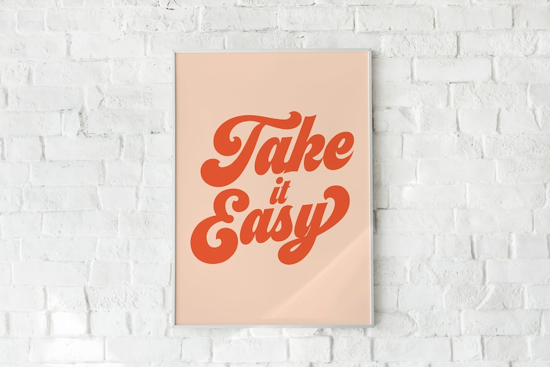 Take it Easy Wall Art Retro Wall ArtBohemian PrintBoho Etsy