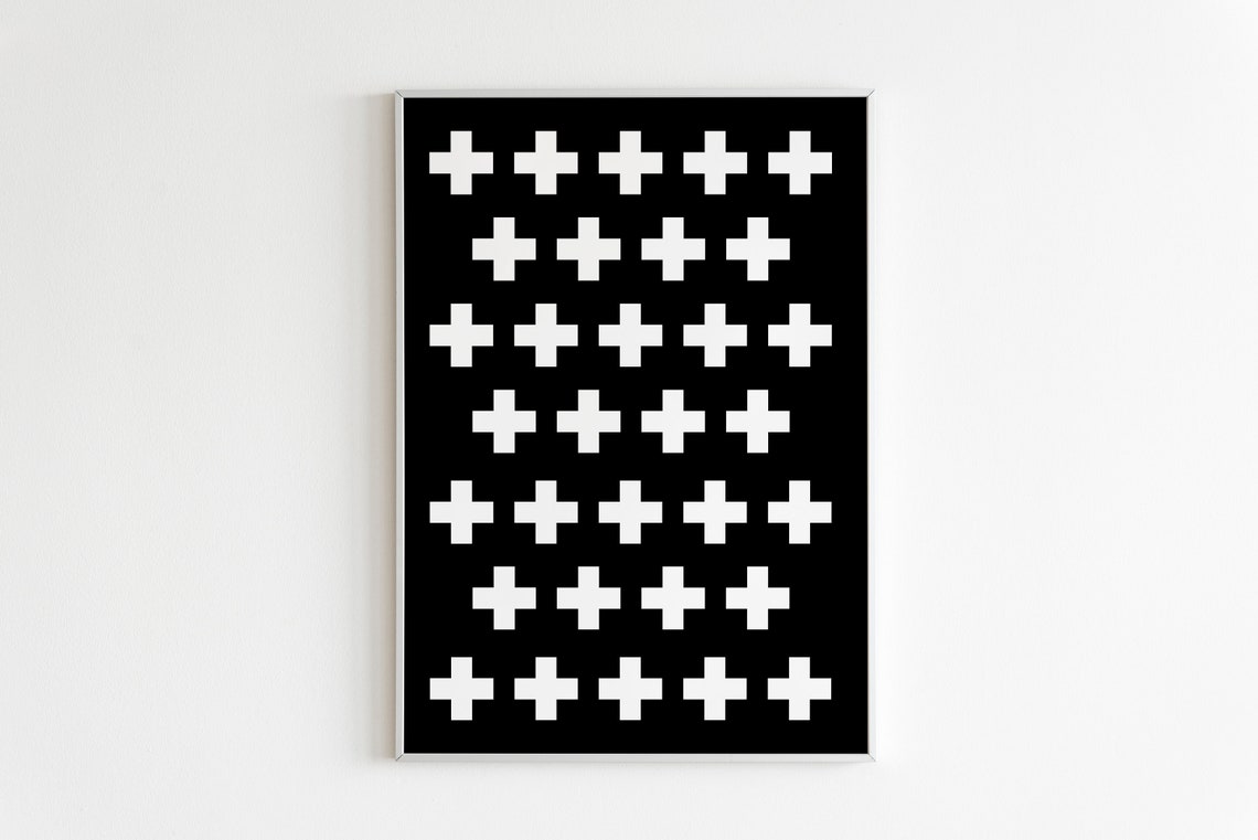 Swiss Cross Pattern 50x70 Cm A4 Plus Sign Black and Etsy