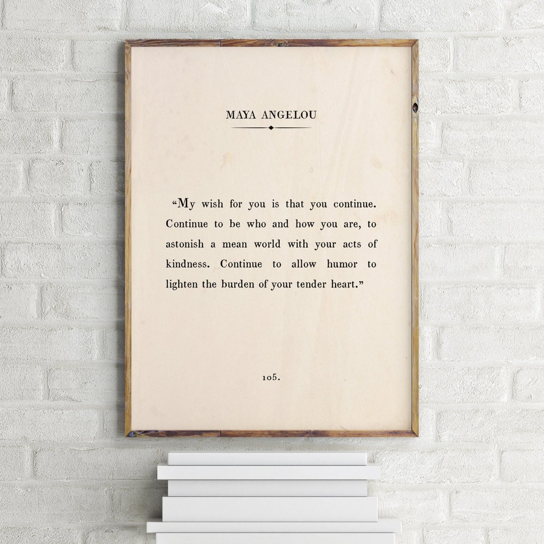Maya Angelou Printable Quote, Book Passage Wall Art, Vintage Book Page ...