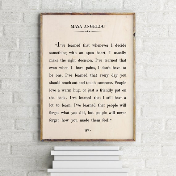 Maya Angelou Book Quotes Maya Angelou Quote Wall Art Book Quote Wall Art Book Page | Etsy Hong Kong