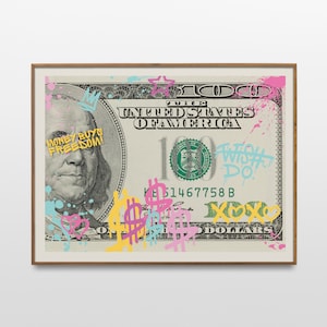 100 Dollars Printable Wall Art, Dollar Bill Poster,dollar Grafitti,pop ...