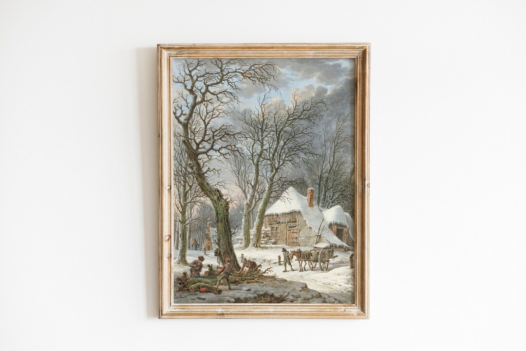 Winter Landscape Painting Printable Wall Art, Vintage Christmas Gallery ...