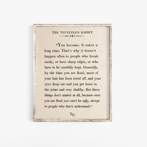The Velveteen Rabbit Quote Print,Custom Text Print,Inspirational Motivational Print,Book PageWall Art,Vintage Book Page,Printable Poster image 4